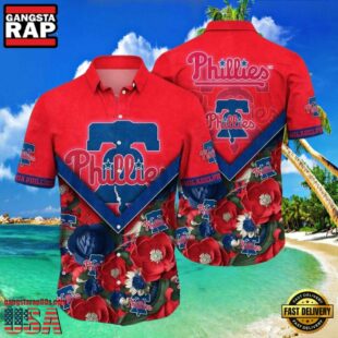 MLB Philadelphia Phillies Nautical Charm Red Floral Aloha Hawaiian Shirt.jpg 1Group