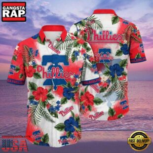 MLB Philadelphia Phillies Red Patriotic Floral Aloha Shirt.jpg 1Group