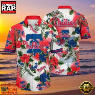 MLB Philadelphia Phillies Red Patriotic Floral Aloha Shirt.jpg 1Group