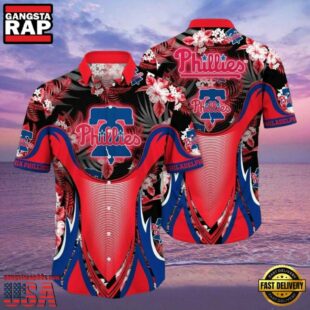 MLB Philadelphia Phillies Red Tropical Hibiscus Fan Aloha Hawaiian Shirt.jpg 1Group