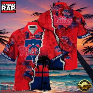MLB Philadelphia Phillies Sunset Palms Red Horizon Aloha Hawaiian Shirt.jpg 1Group