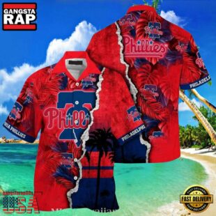 MLB Philadelphia Phillies Sunset Palms Red Horizon Aloha Hawaiian Shirt.jpg 1Group