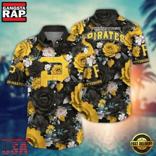 MLB Pittsburgh Pirates Bold Floral Burst Hawaiian Shirt
