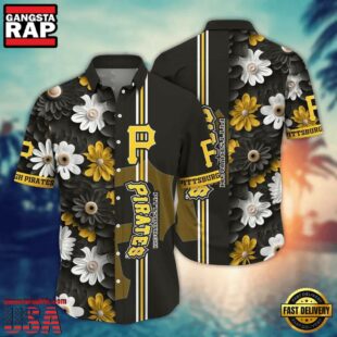 MLB Pittsburgh Pirates Daisy Stripe Hawaiian Shirt