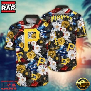 MLB Pittsburgh Pirates Floral Freedom Hawaiian Shirt