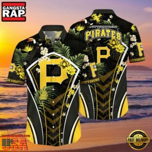 MLB Pittsburgh Pirates Flower Tropical Style Hot Trending Hawaiian Button Down Shirt