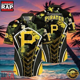MLB Pittsburgh Pirates Flower Tropical Style Hot Trending Hawaiian Button Down Shirt
