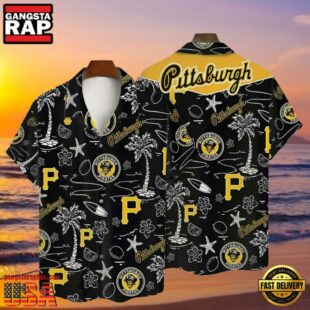 MLB Pittsburgh Pirates Tropical Palms Black Style Hot Trending Hawaiian Shirt