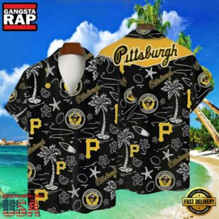 MLB Pittsburgh Pirates Tropical Palms Black Style Hot Trending Hawaiian Shirt