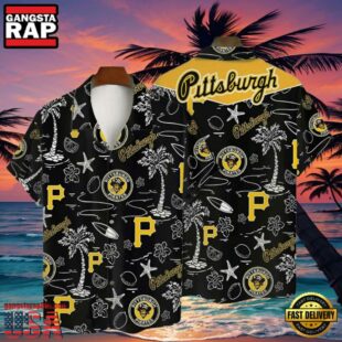 MLB Pittsburgh Pirates Tropical Palms Black Style Hot Trending Hawaiian Shirt