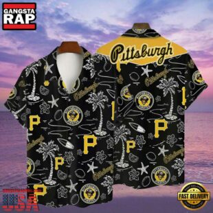 MLB Pittsburgh Pirates Tropical Palms Black Style Hot Trending Hawaiian Shirt