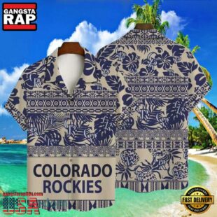 MLB Rockies Navy Tribal Diamond Tropical Hot Summer Hawaiian Shirt