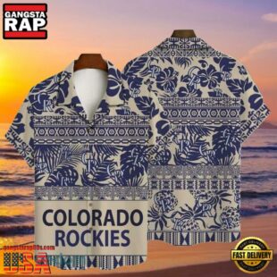 MLB Rockies Navy Tribal Diamond Tropical Hot Summer Hawaiian Shirt