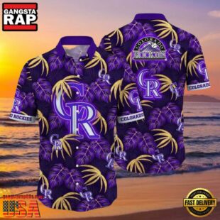 MLB Rockies Palms And Gold Lavish Colorado Tropical Hot Summer Hawaiian Shirt