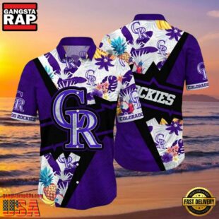 MLB Rockies Purple Passion Fruit And Floral Hot Summer Aloha Shirt