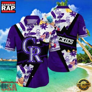 MLB Rockies Purple Passion Fruit And Floral Hot Summer Aloha Shirt