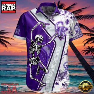 MLB Rockies Purple Skeleton Dance Tropical Hot Summer Hawaiian Shirt