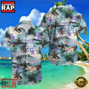 MLB Rockies Serene Palms And Sunset Hot Summer Hawaiian Shirt