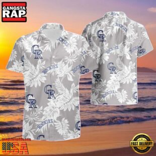 MLB Rockies Silver Leaf Elegance Hot Summer Aloha Shirt
