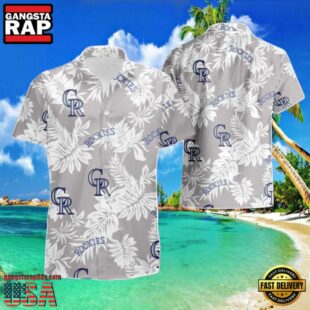 MLB Rockies Silver Leaf Elegance Hot Summer Aloha Shirt