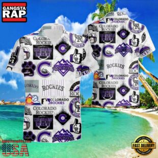MLB Rockies Team Icons Monochrome Hot Summer Hawaiian Shirt