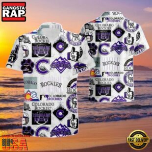 MLB Rockies Team Icons Monochrome Hot Summer Hawaiian Shirt