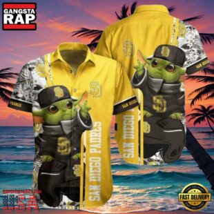 MLB San Diego Padres Aloha Hawaiian Shirt With Baby Yoda And Tropical Flowers.jpg 1Group