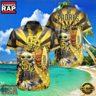 MLB San Diego Padres Baby Yoda's Tiki Paradise Aloha Hawaiian Shirt.jpg 1Group