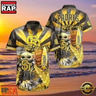 MLB San Diego Padres Baby Yoda's Tiki Paradise Aloha Hawaiian Shirt.jpg 1Group