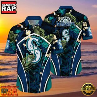 MLB Seattle Mariners Hibiscus Tropical Flowers Stripe Style Hot Trending Hawaiian Shirt