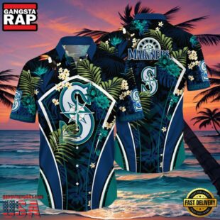 MLB Seattle Mariners Hibiscus Tropical Flowers Stripe Style Hot Trending Hawaiian Shirt