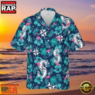 MLB Seattle Mariners Tropical Hibiscus Flamingo Style Hot Trending Hawaiian Shirt