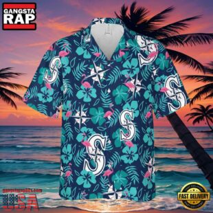 MLB Seattle Mariners Tropical Hibiscus Flamingo Style Hot Trending Hawaiian Shirt