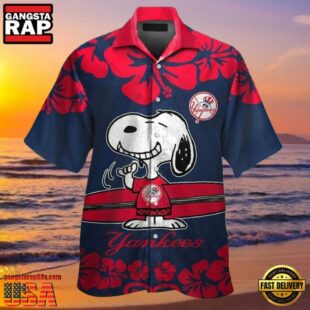 MLB Snoopy New York Yankees Style Hot Trending Hawaiian Shirt Red Hibiscus Yankees Gifts for Men
