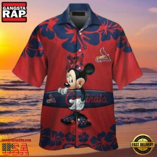 MLB St. Louis Cardinals Aloha Shirt Featuring Minnie Mouse And Surfboard.jpg 1Group