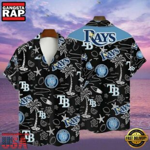 MLB Tampa Bay Rays Tropical Palms Black Style Hot Trending Hawaiian Shirt