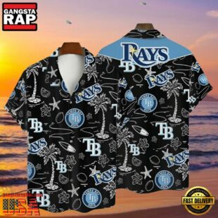 MLB Tampa Bay Rays Tropical Palms Black Style Hot Trending Hawaiian Shirt