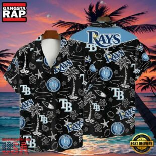 MLB Tampa Bay Rays Tropical Palms Black Style Hot Trending Hawaiian Shirt