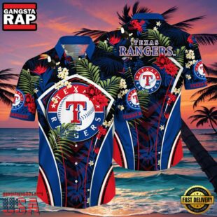 MLB Texas Rangers Flower Tropical Style Hot Trending Hawaiian Button Down Shirt
