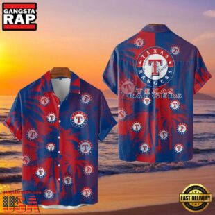 MLB Texas Rangers Tropical Palm Trees Aloha Hawaiian Shirt
