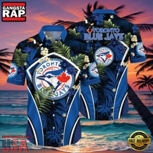 MLB Toronto Blue Jays Hibiscus Tropical Flowers Stripe Style Hot Trending Hawaiian Shirt