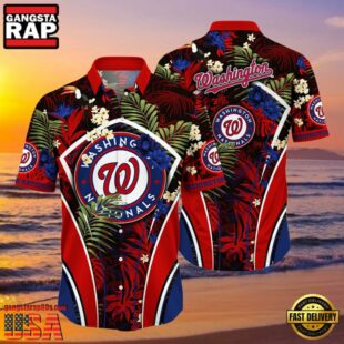 MLB Washington Nationals Flower Tropical Style Hot Trending Hawaiian Button Down Shirt