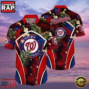 MLB Washington Nationals Flower Tropical Style Hot Trending Hawaiian Button Down Shirt