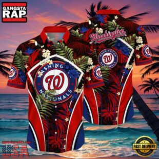 MLB Washington Nationals Flower Tropical Style Hot Trending Hawaiian Button Down Shirt