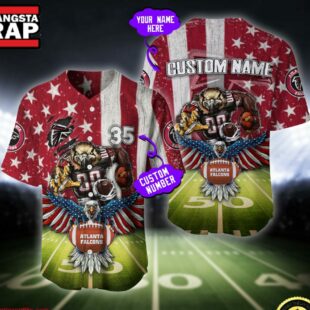 NFL Atlanta Falcons Eagle US Flag x Veterans Custom Baseball Jersey