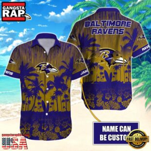 NFL Baltimore Ravens Vintage Style Custom Name Hawaiian Shirt