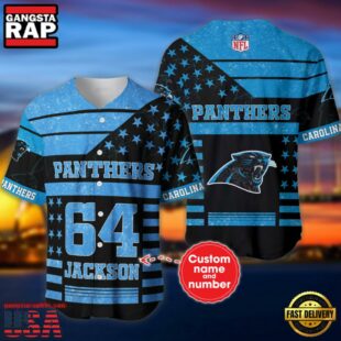NFL Carolina Panthers Personalized American Flag Baseball Jersey