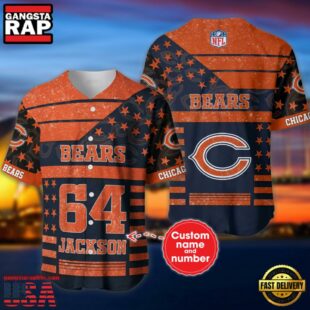 NFL Chicago Bears Personalized American Flag Baseball Jersey