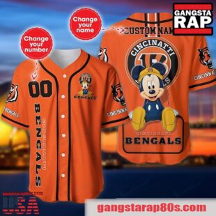 NFL Custom Name Number Disney Mickey Cincinnati Bengals Baseball Jersey Shirt