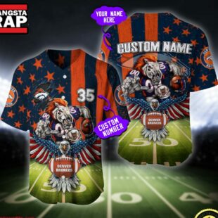 NFL Denver Broncos Eagle US Flag x Veterans Custom Baseball Jersey